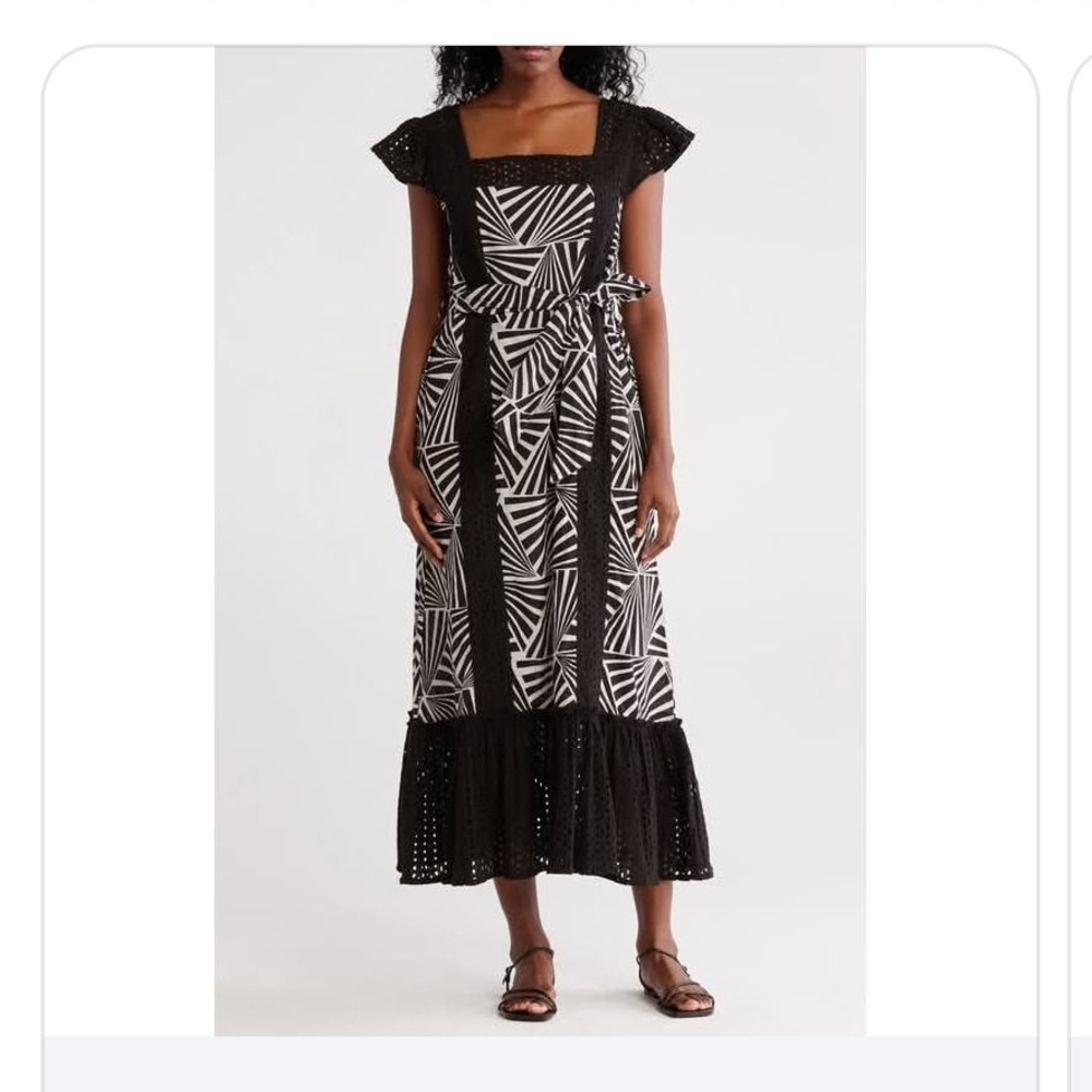 * NEW/tags* MaisieElegant Black and White Eyelet Sleeve Women's Dress Size Large